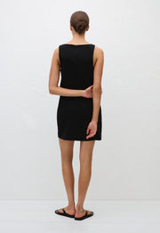 Crepe Mini Shift Dress - Black - Matteau